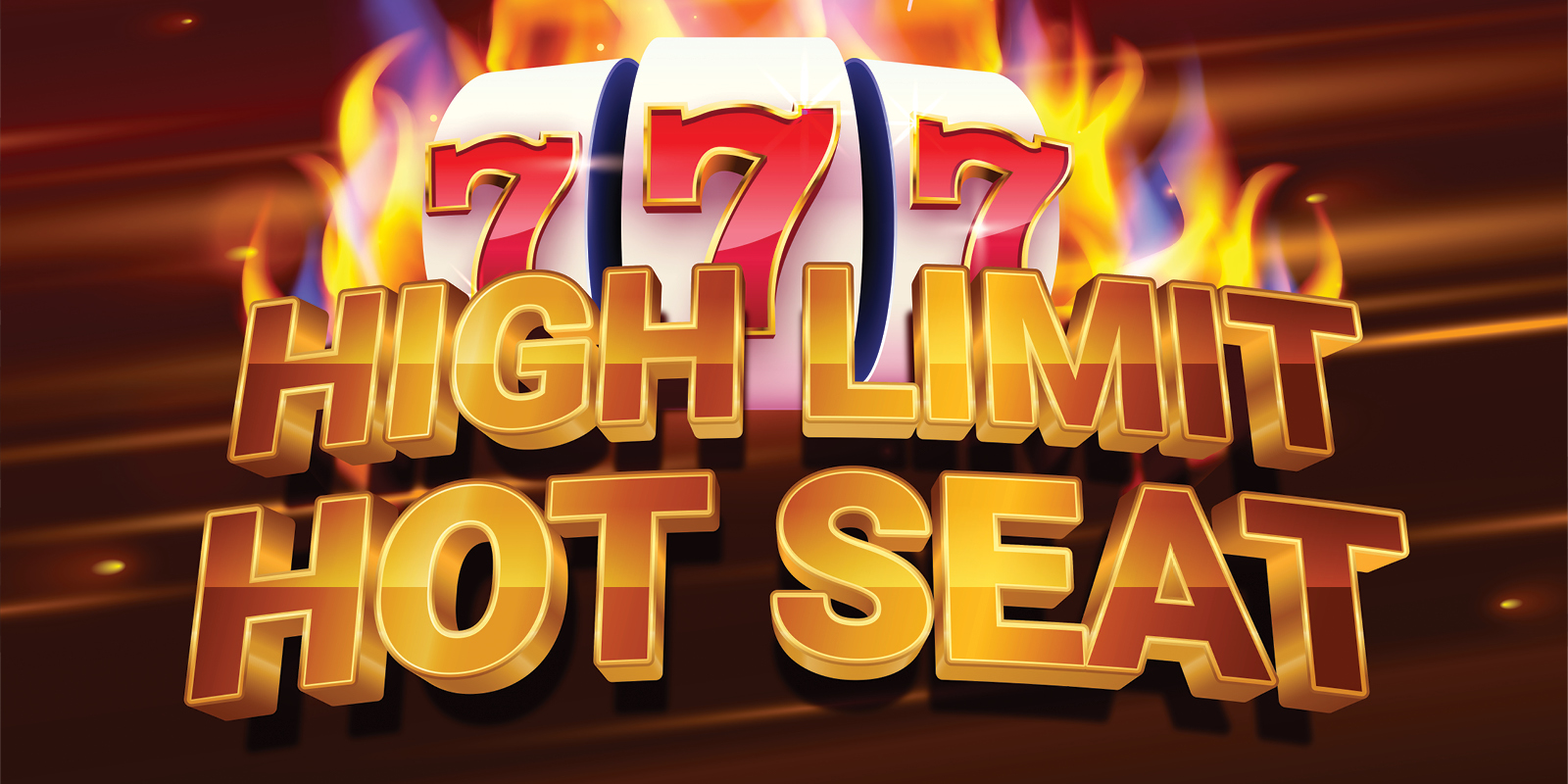 casino creative showing a slot machine 7's spinning with flames