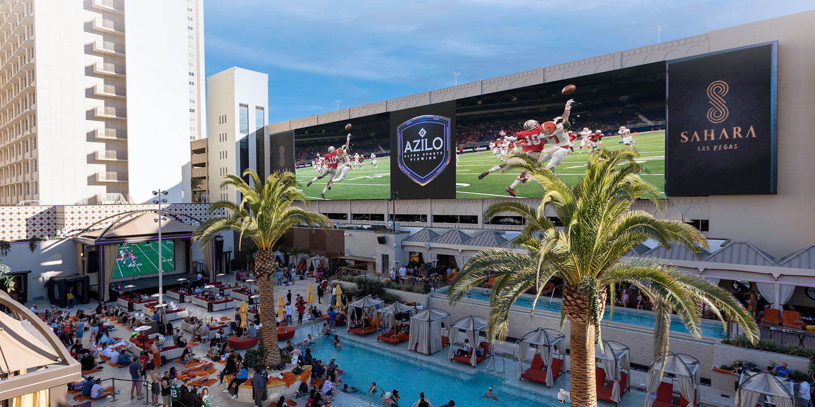 AZILO Las Vegas showing sports on the big screens