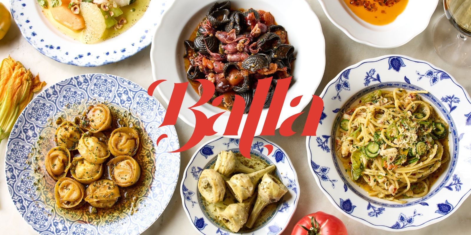 Balla Italian food on a table for a picture | Balla Italian Soul Restaurant in Las Vegas