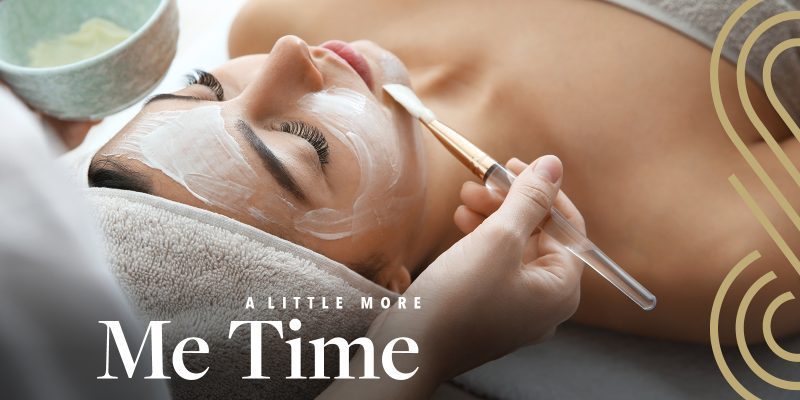 amina spa me time creative showing a person getting a facial