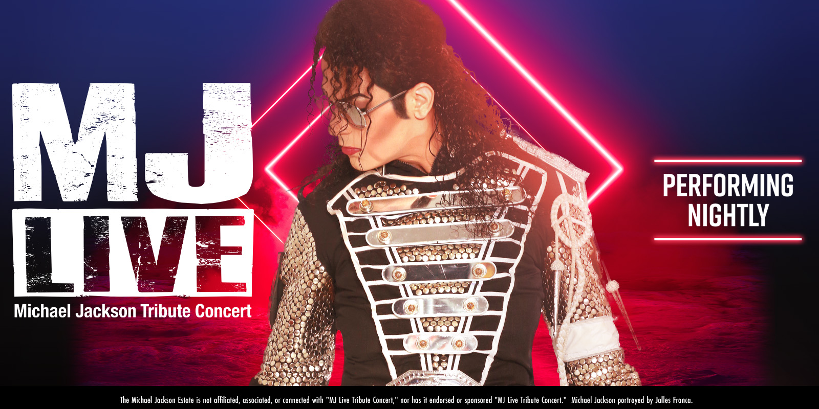 MJ Live poster with logo and photo of Michael Jackson