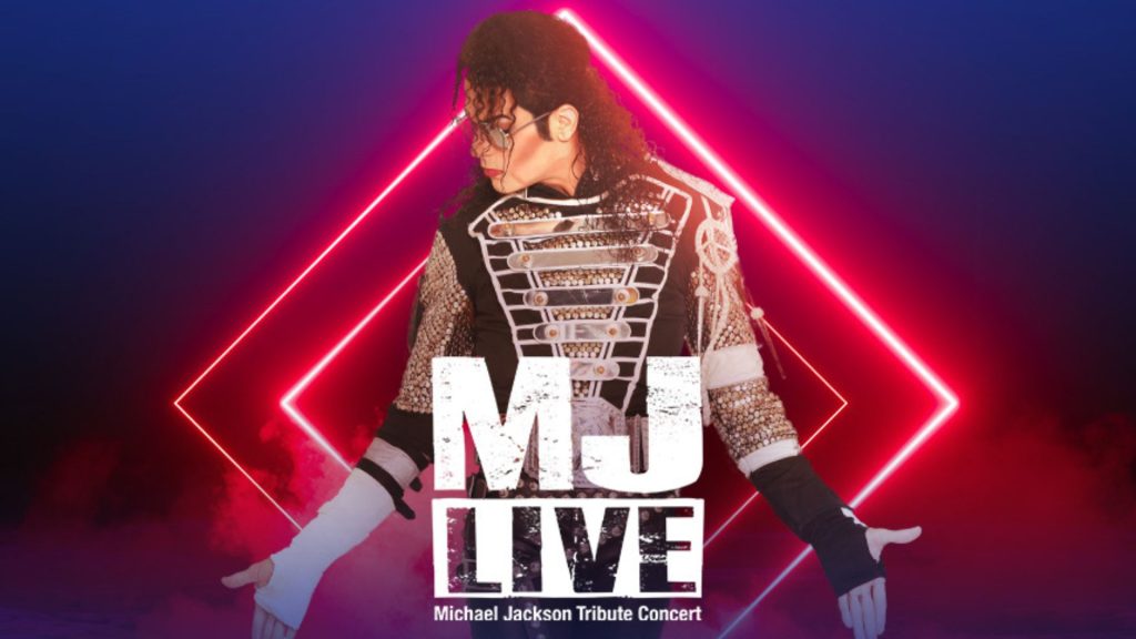 MJ Live poster with logo and photo of Michael Jackson