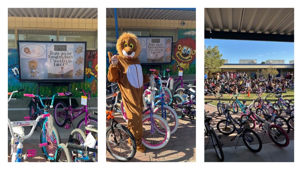 a picture of bikes at an elementary school